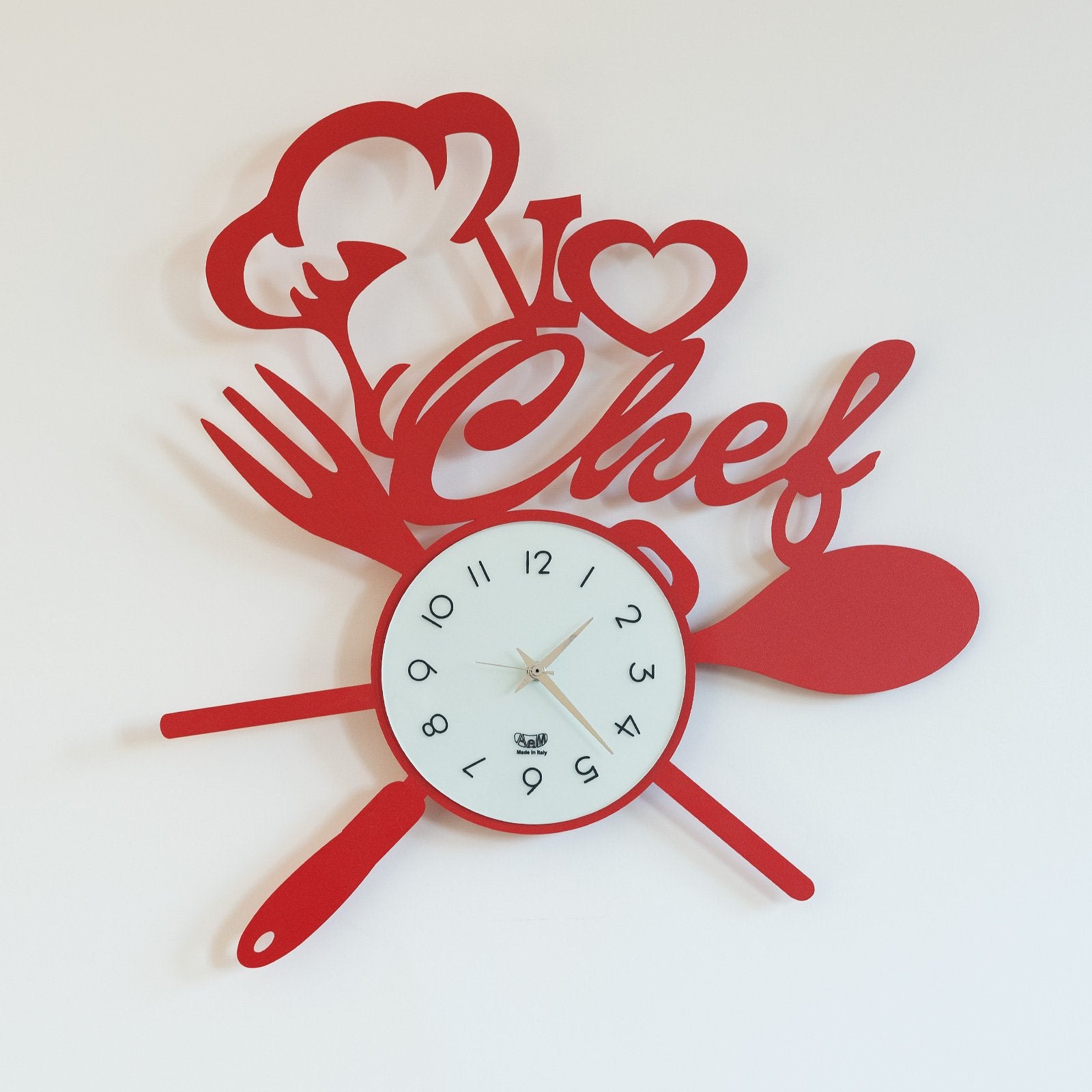 Arti & Mestieri Orologio da parete da cucina I Love Chef Rosso