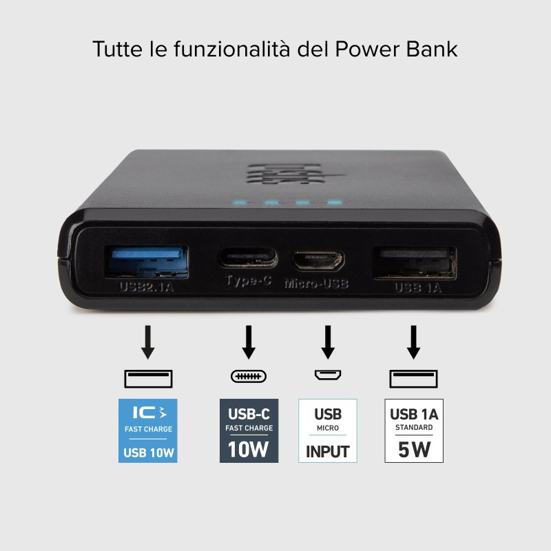 Sbs Power Bank 10000mah extra slim con porta USB 2.1A