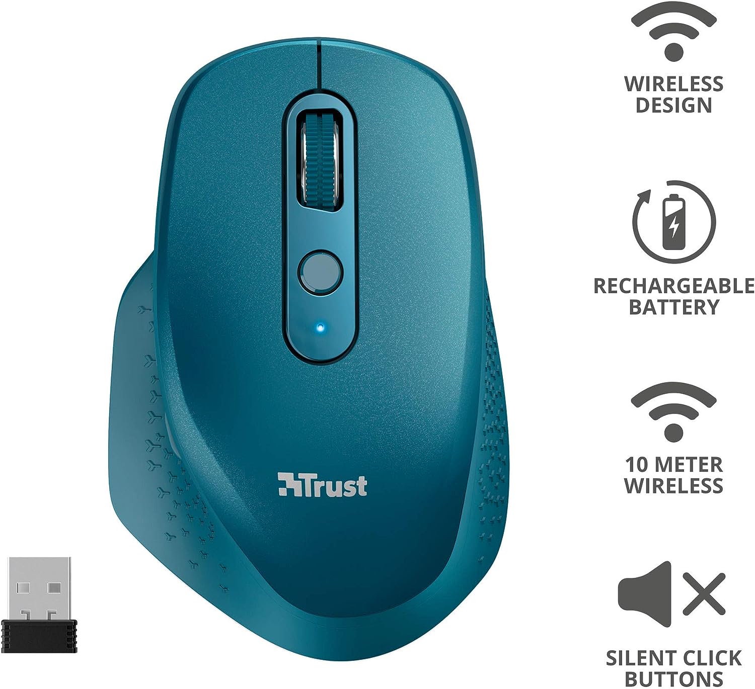 Trust OZAA Mouse wireless ricaricabile Blu