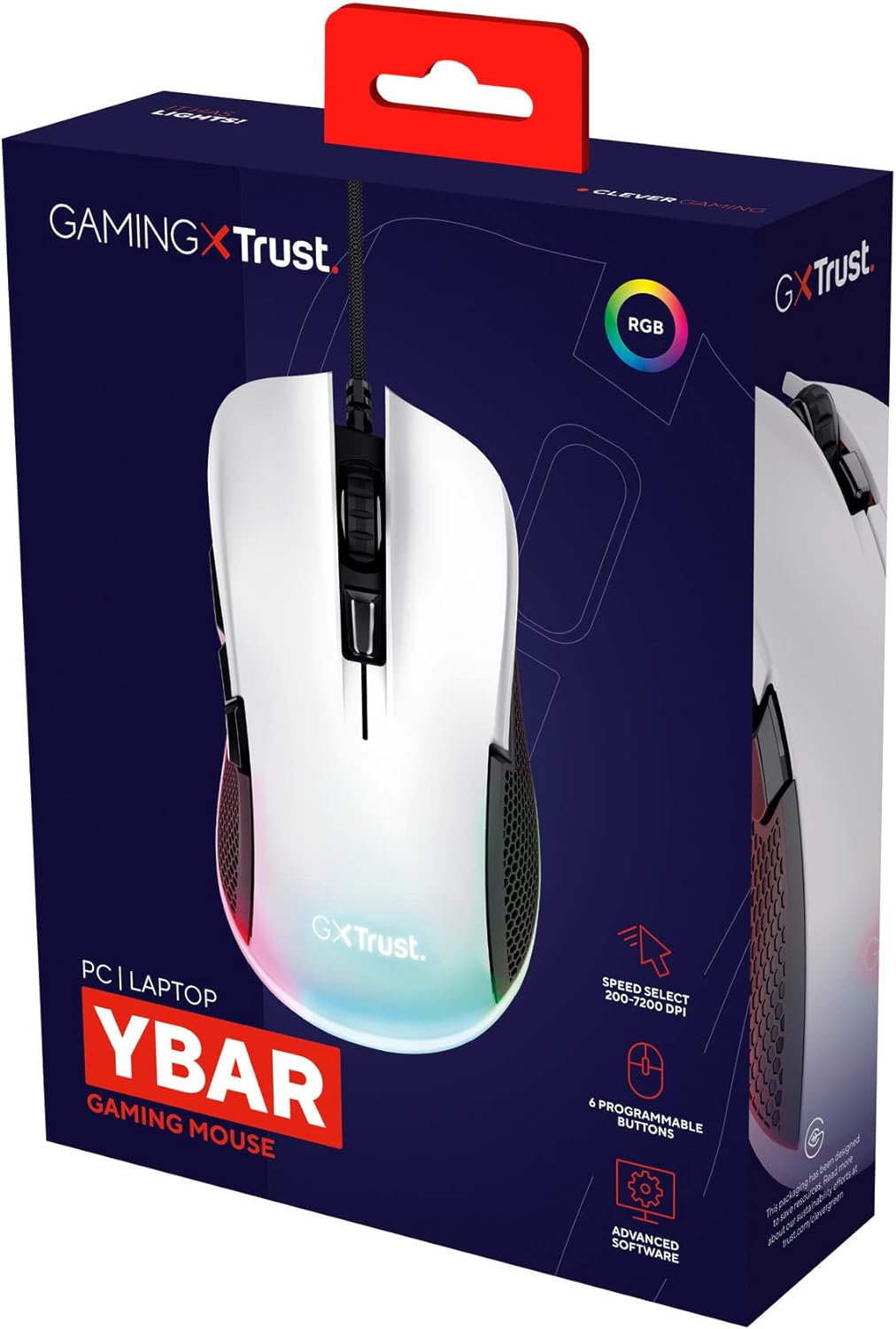 Trust Gaming GXT 922W Ybar Mouse gaming Bianco