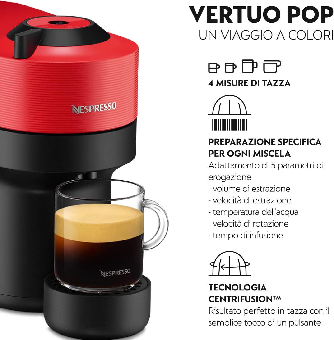 Krups Macchina da caffè Vertuo Pop Nespresso Pop Rosso