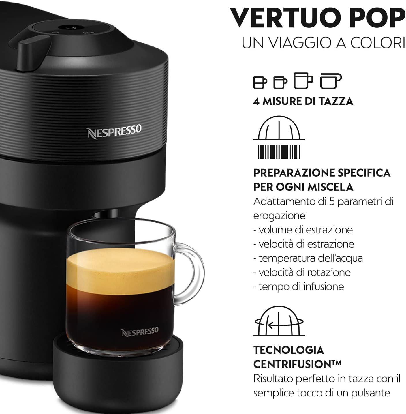 De Longhi ENV90B M.caffe' Capsule 1260w 0.65lt Vertuo Pop Nero