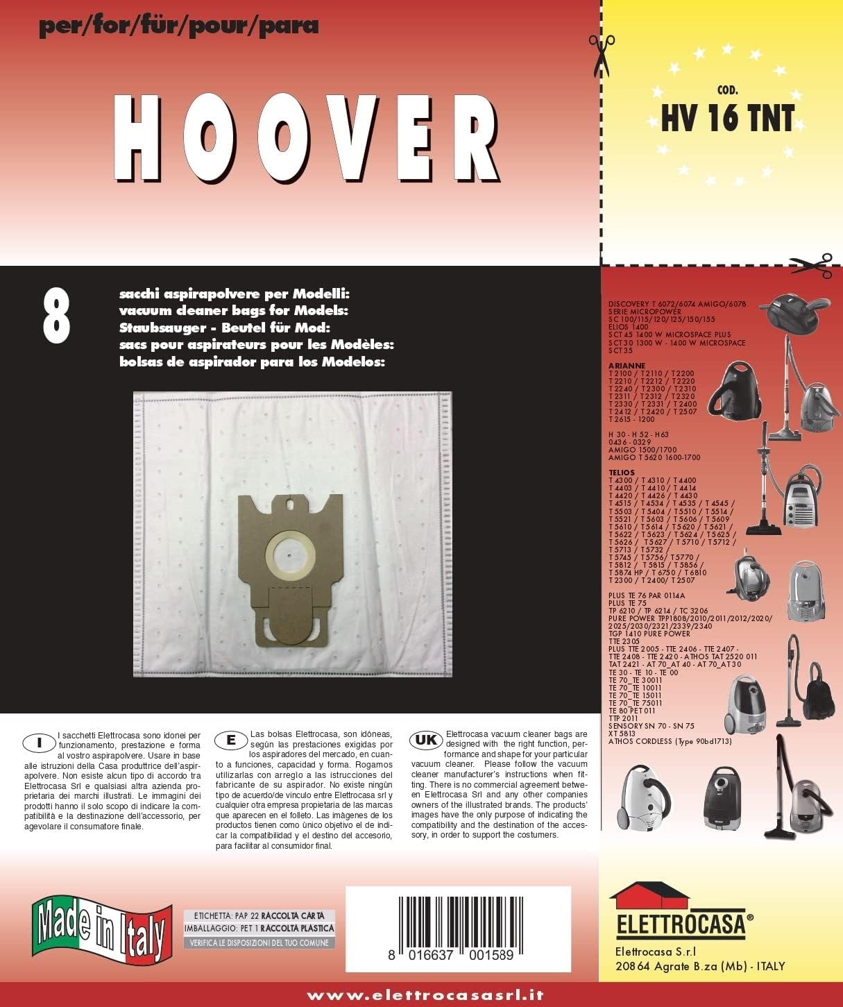 Elettrocasa HV16TNT Sacchetti Aspirap. Tnt X Hoover 8pz – Bartolucci Srl