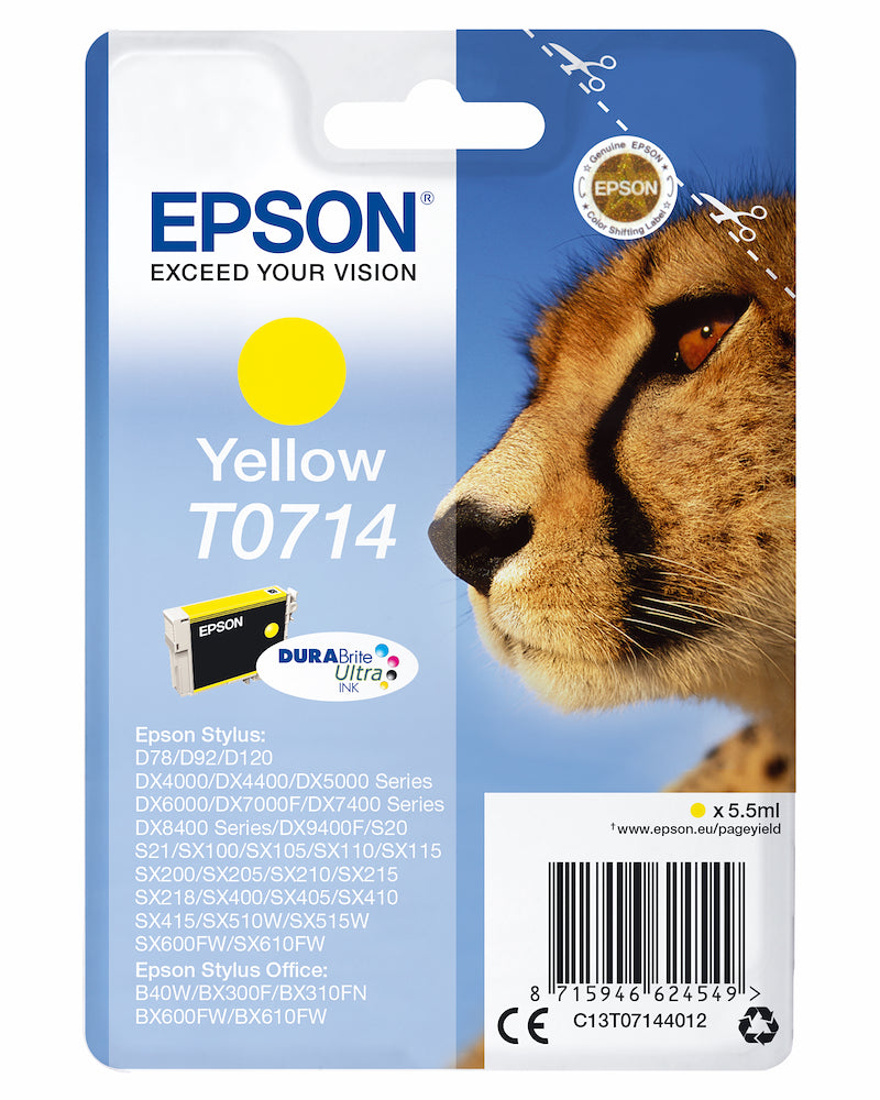 Epson C13T07144022 Cart.ink-jet Giallo Ghepardo Secur.blister T0714