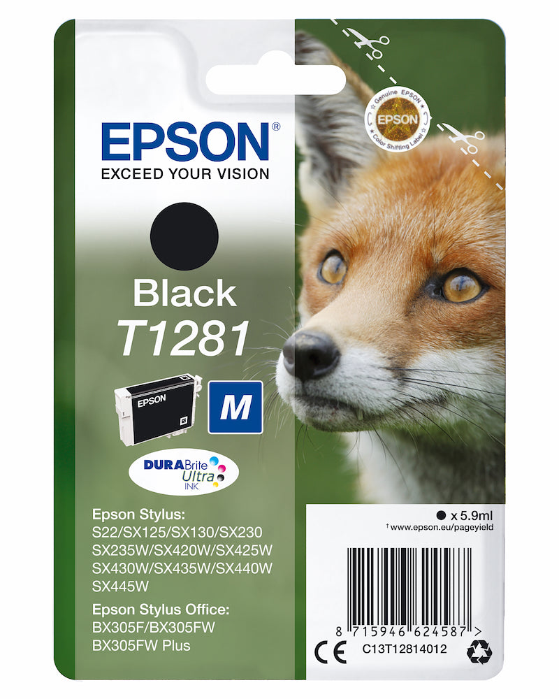 Epson C13T12814022 Cart.ink-jet Nero Volpe Tg.m Secur.blister T1281