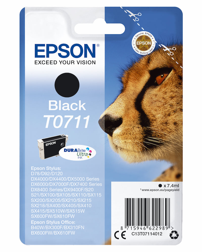 Epson C13T07114022 Cart.ink-jet Nero Ghepardo Security Blister T0711