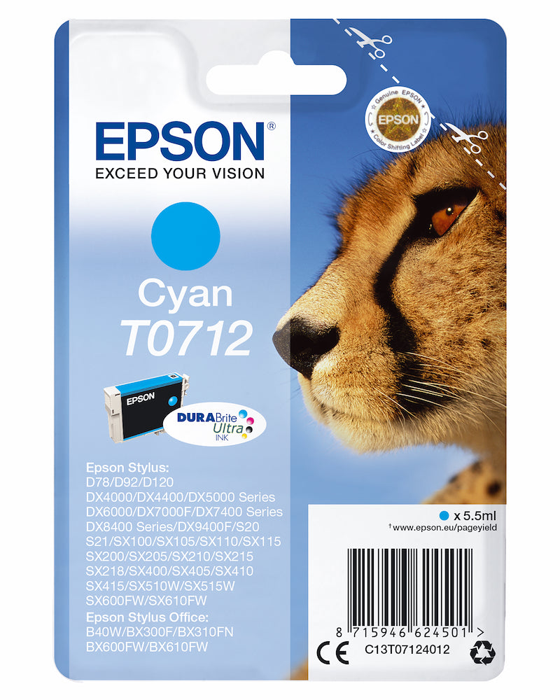 Epson C13T07124022 Cart.ink-jet Ciano Ghepardo Security Blister T0712
