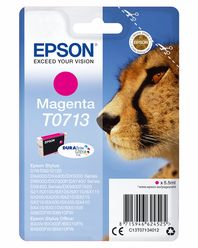Epson C13T07134022 Cart.ink-jet Magenta Ghepardo Secur.blister T0713