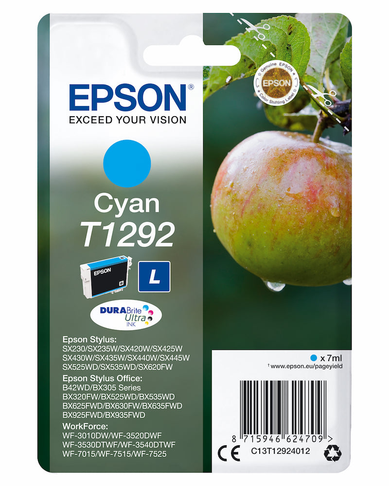 Epson C13T12924022 Cart.ink-jet Ciano Mela Tg.l Secur.blister T1292