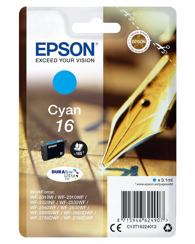 Epson C13T16224022 Cart.ink-jet Penna E Cruciverba 16 Ciano T1622