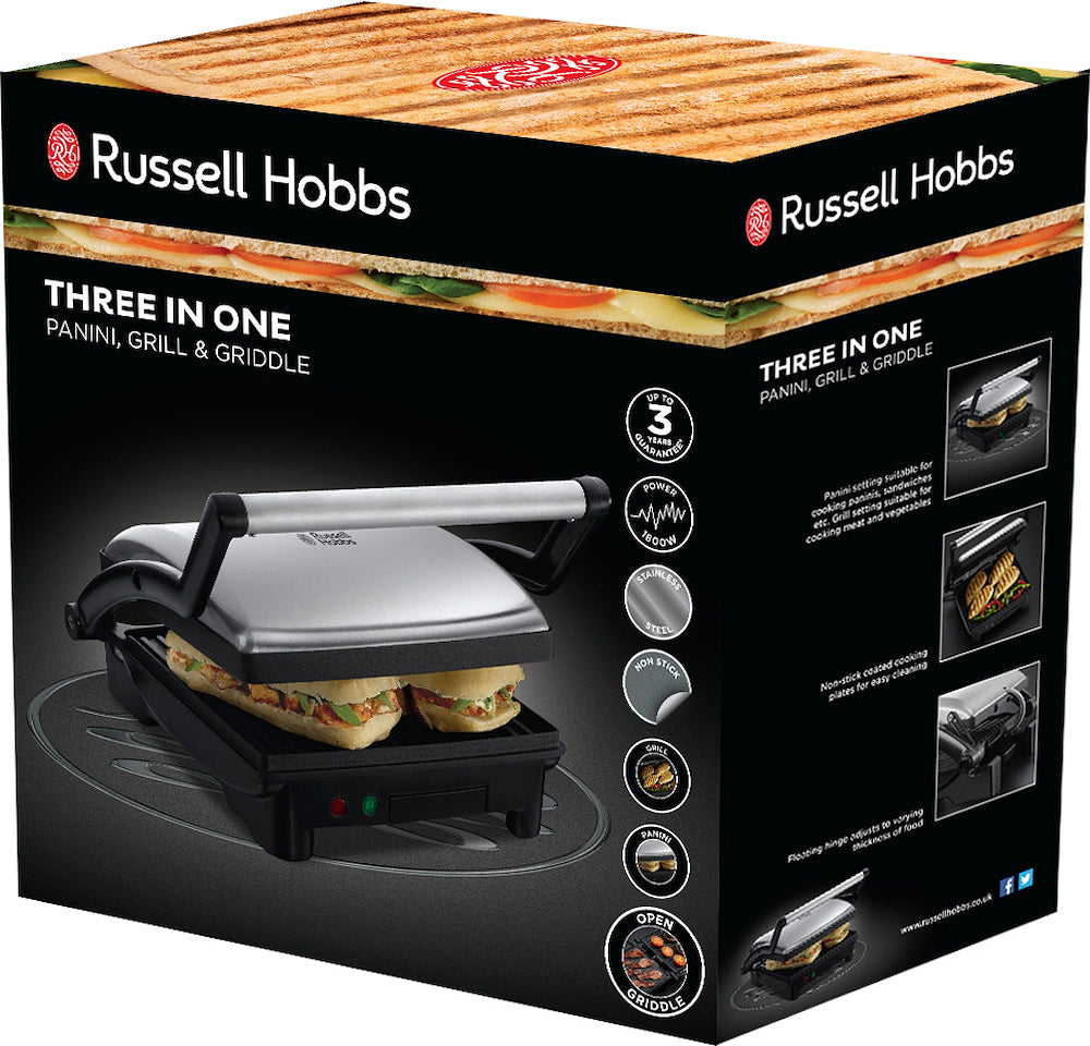 Russell Hobbs 1788856 Tostapane A Piastra 1800w 3in1 Antiad. Grigio