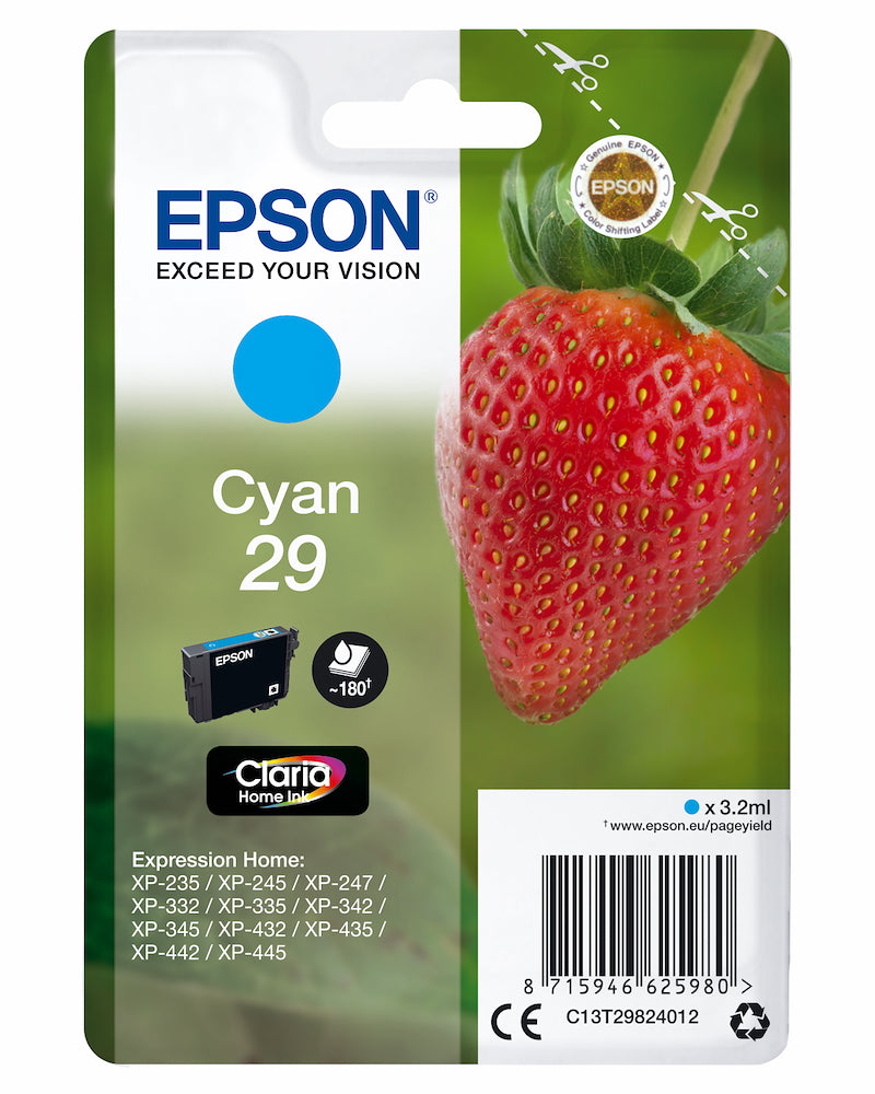 Epson C13T29824022 Cart.ink-jet Serie Fragola Ciano Claria 180p.t2982