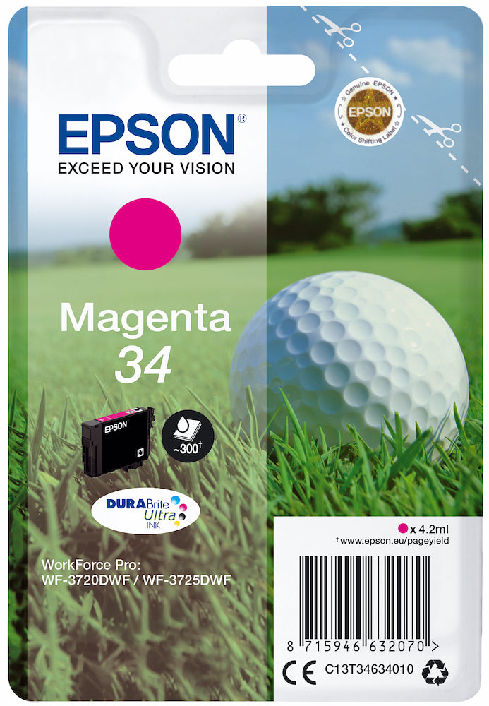 Epson C13T34634020 Cart.ink-jet Pallina Da Golf T346 Bl. Magenta