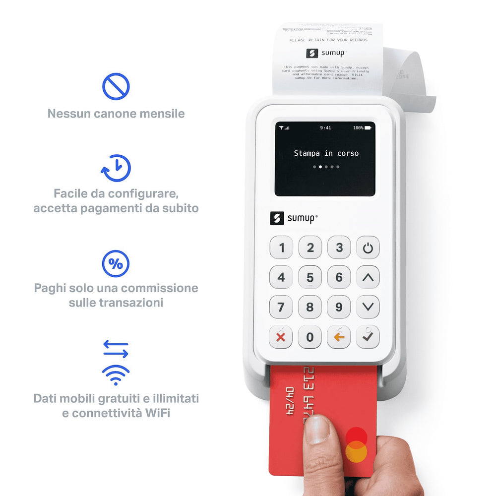 Sumup Lettore Di Carte Pos Contactless Wifi 3G + Stampante