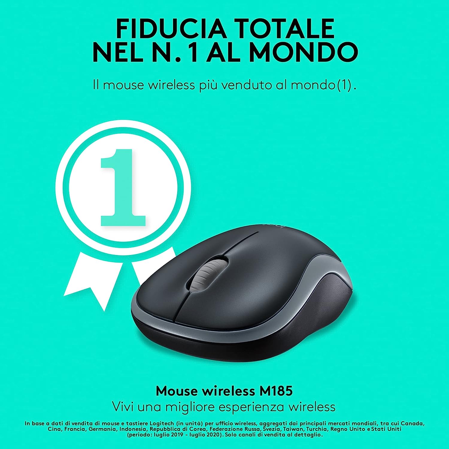 Logitech 910002235 Mouse Wireless M185 Grigio
