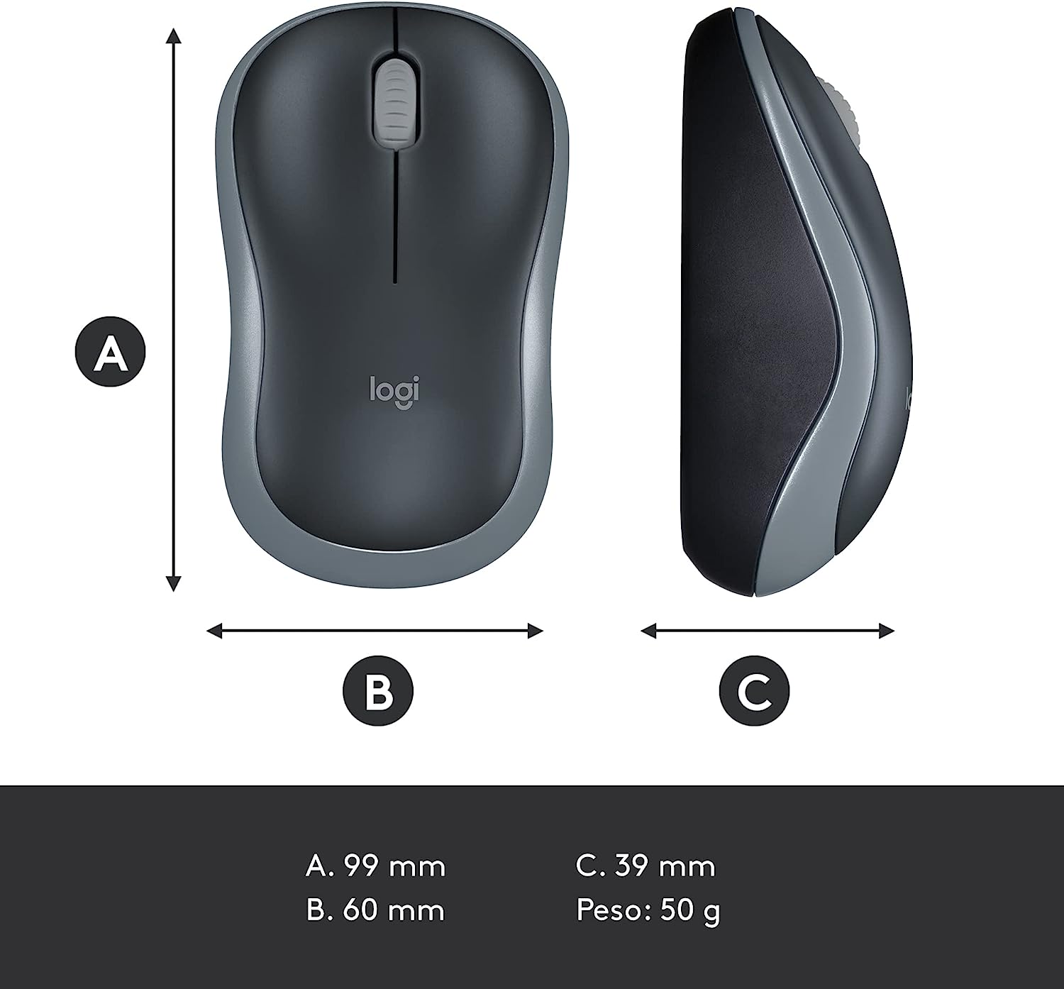 Logitech 910002235 Mouse Wireless M185 Grigio