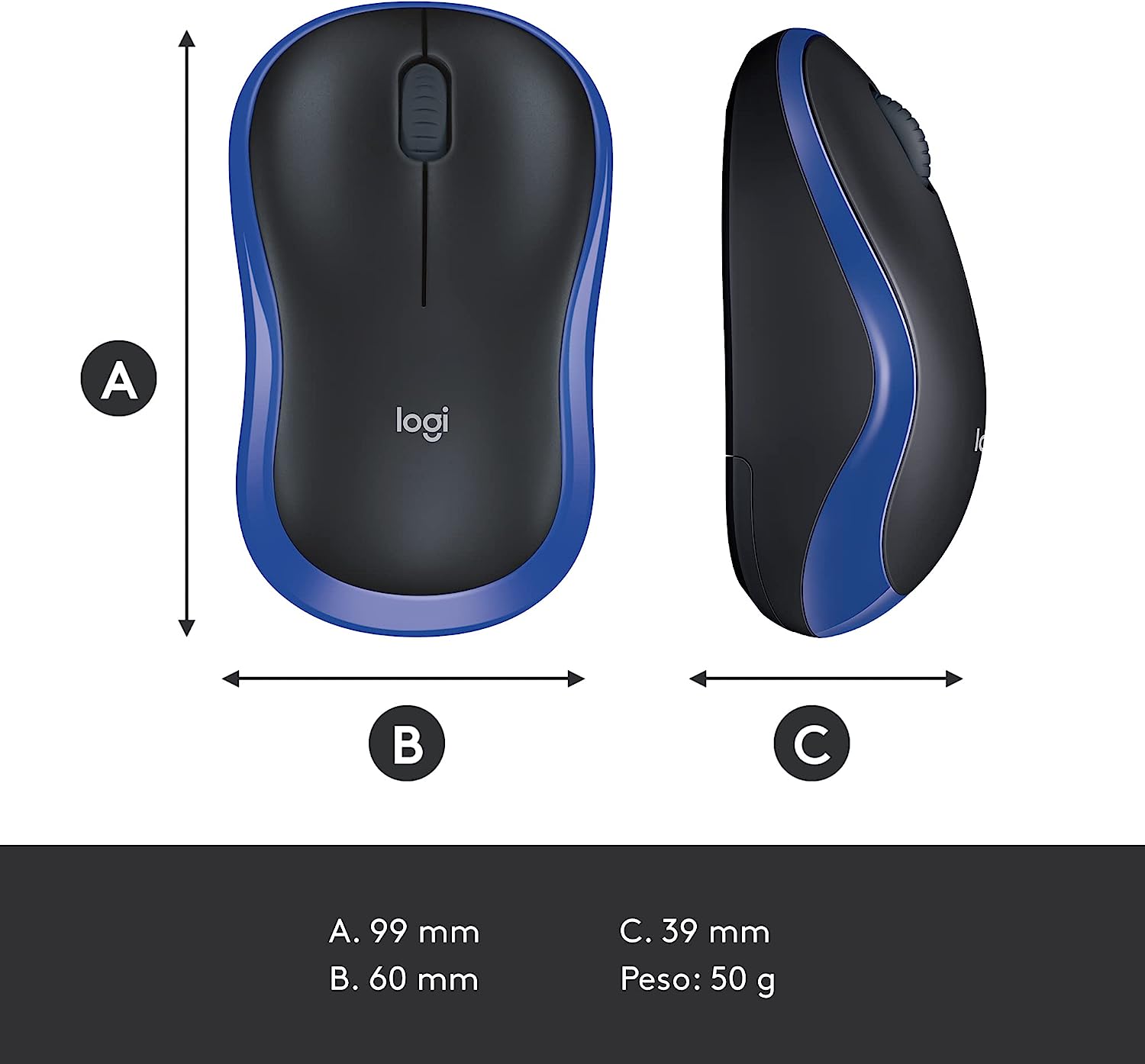 Logitech 910002236 Mouse Wireless M185 Blu