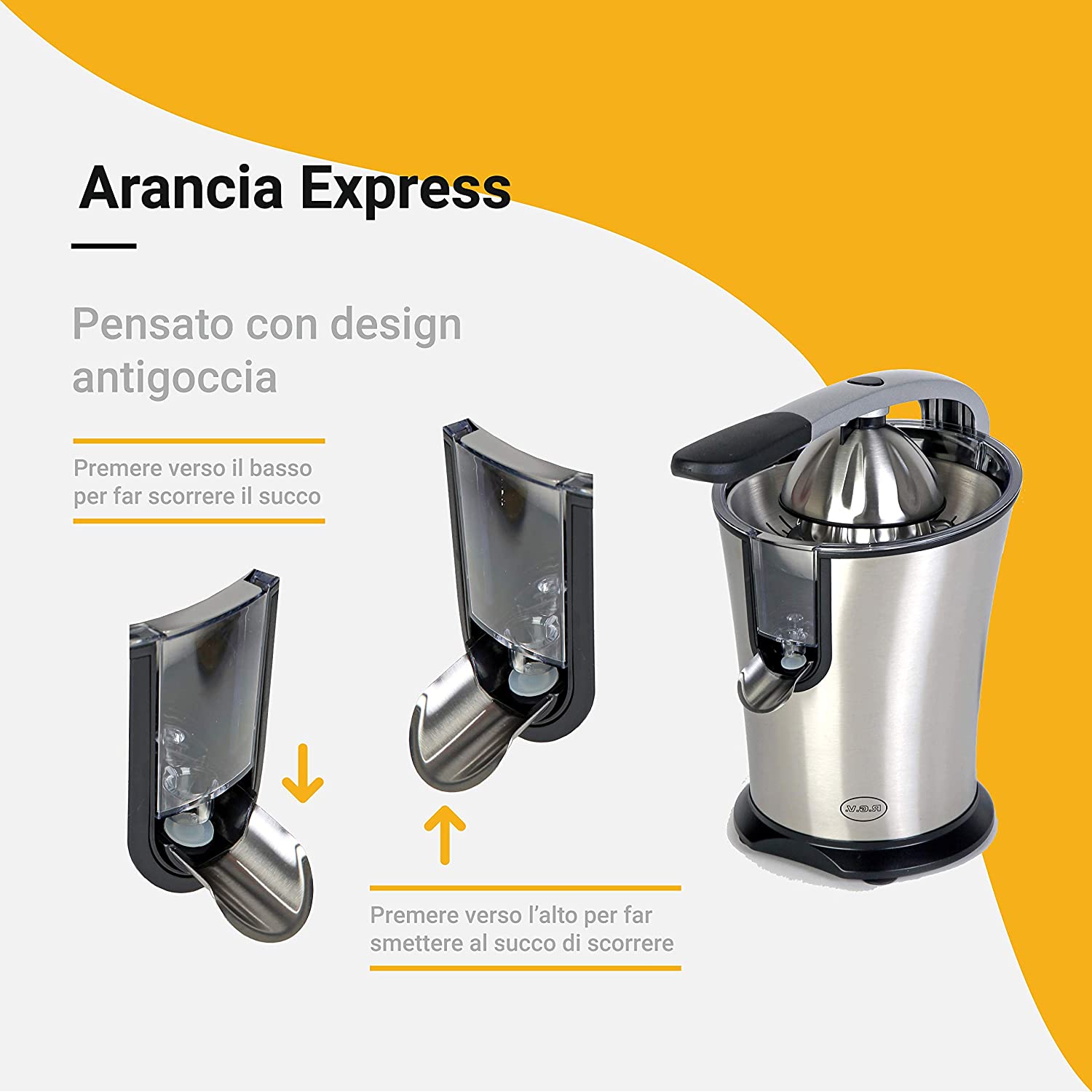 Rgv ARANCIAEXPRESSN Spremiagrumi Elettrico 120w A Leva Acciaio