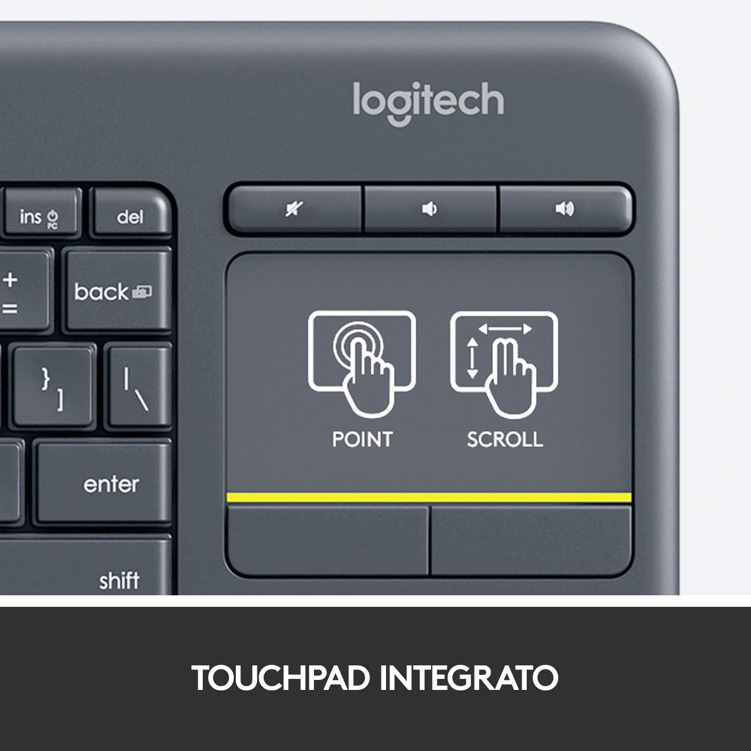 Logitech 920007135 Tastiera Wlss Touch K400 Plus Nero