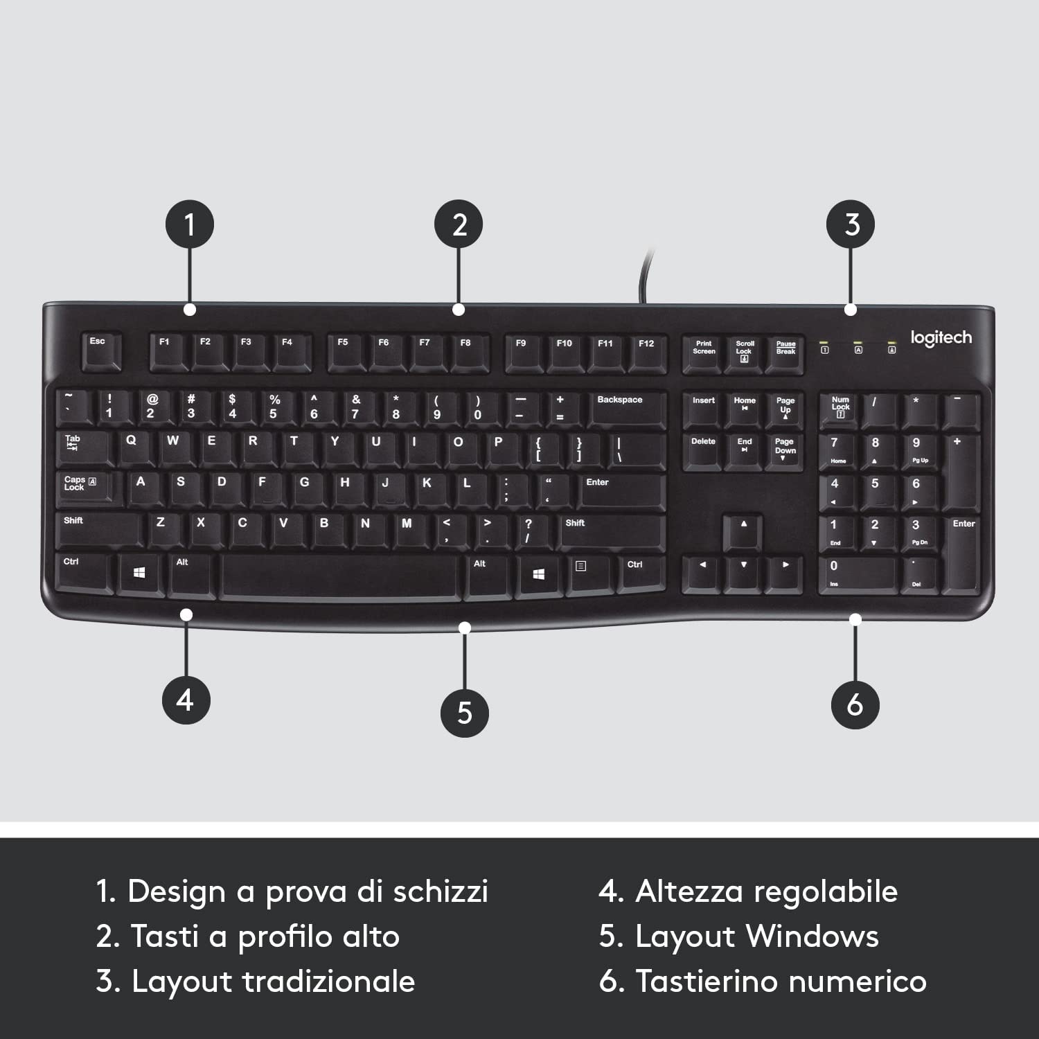 Logitech 920002492 Tastiera K120 Layout Italiano
