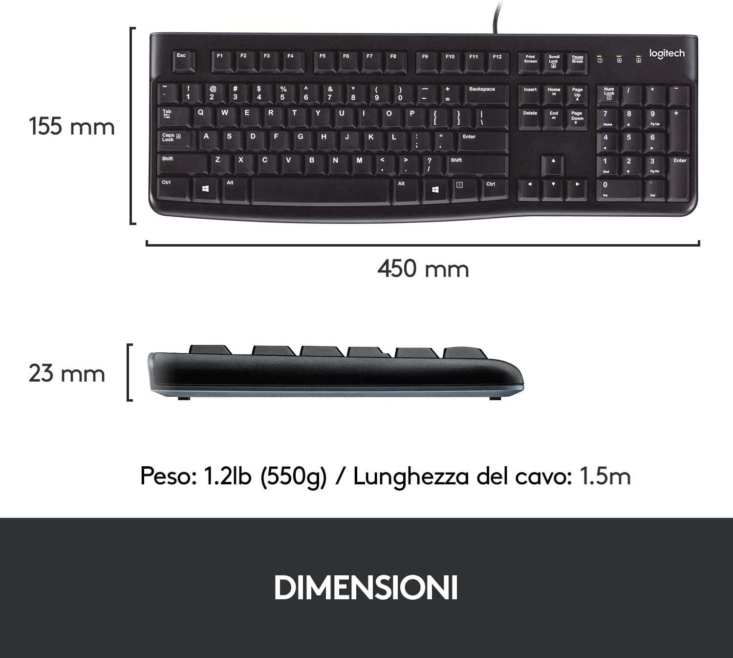 Logitech 920002492 Tastiera K120 Layout Italiano