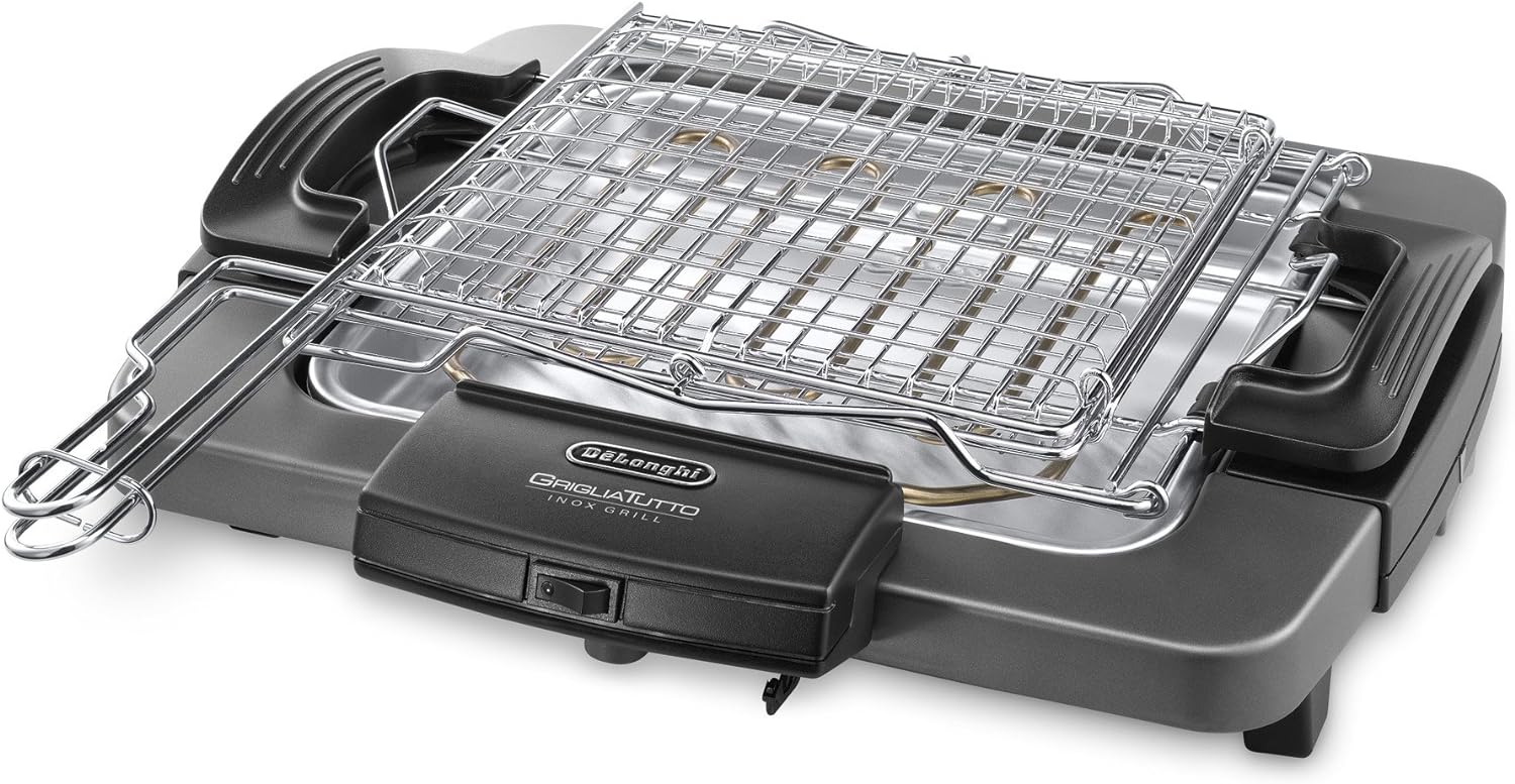 De Longhi BQ60X Barbecue 1900w 28x27cm Griglia Girevole Inox
