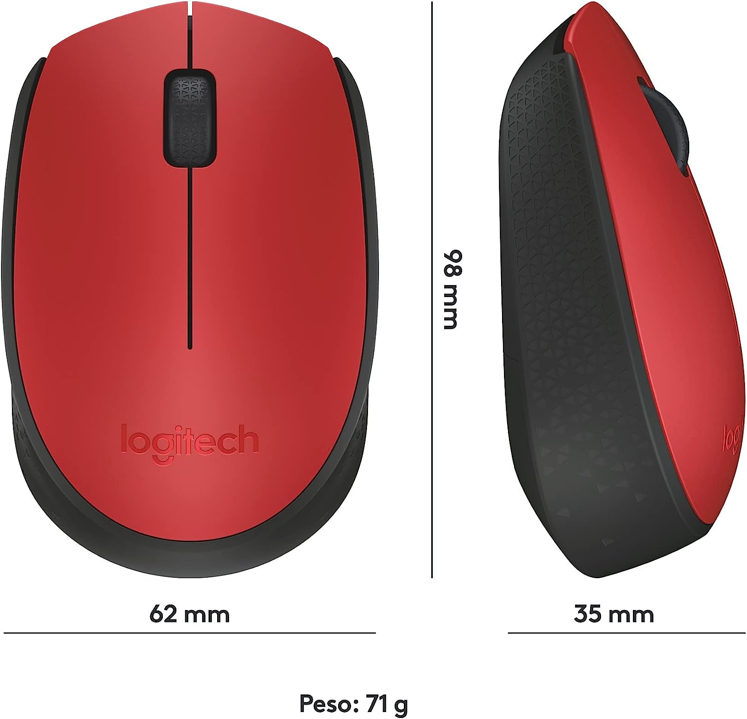 Logitech 910004641 Mouse Wireless 10mt M171 Nero/rosso