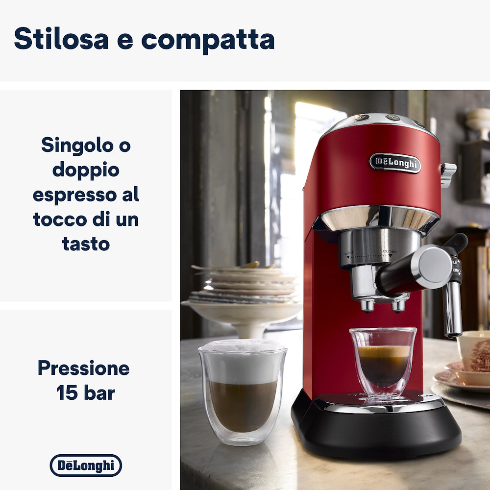 De Longhi EC685R M.caffe' Cialde/polv.1lt C/cappucci.regolab. Red