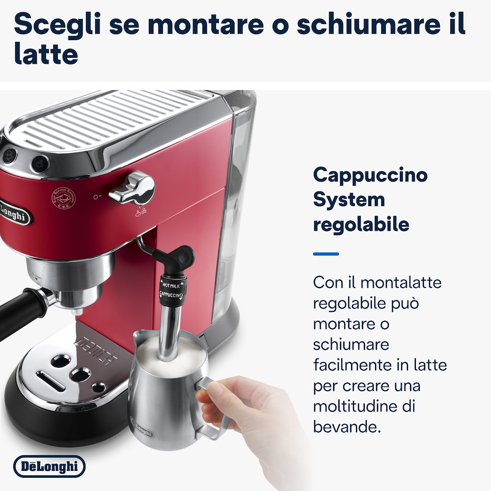 De Longhi EC685R M.caffe' Cialde/polv.1lt C/cappucci.regolab. Red