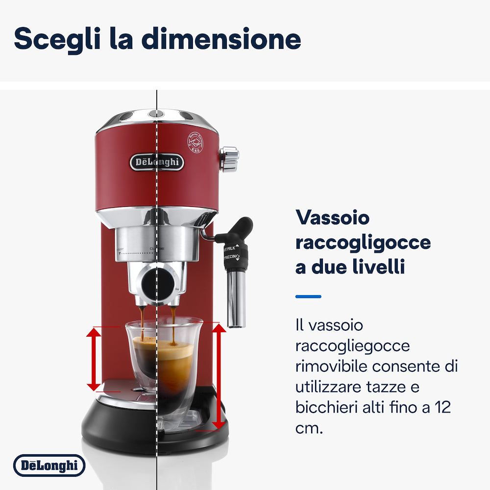 De Longhi EC685R M.caffe' Cialde/polv.1lt C/cappucci.regolab. Red