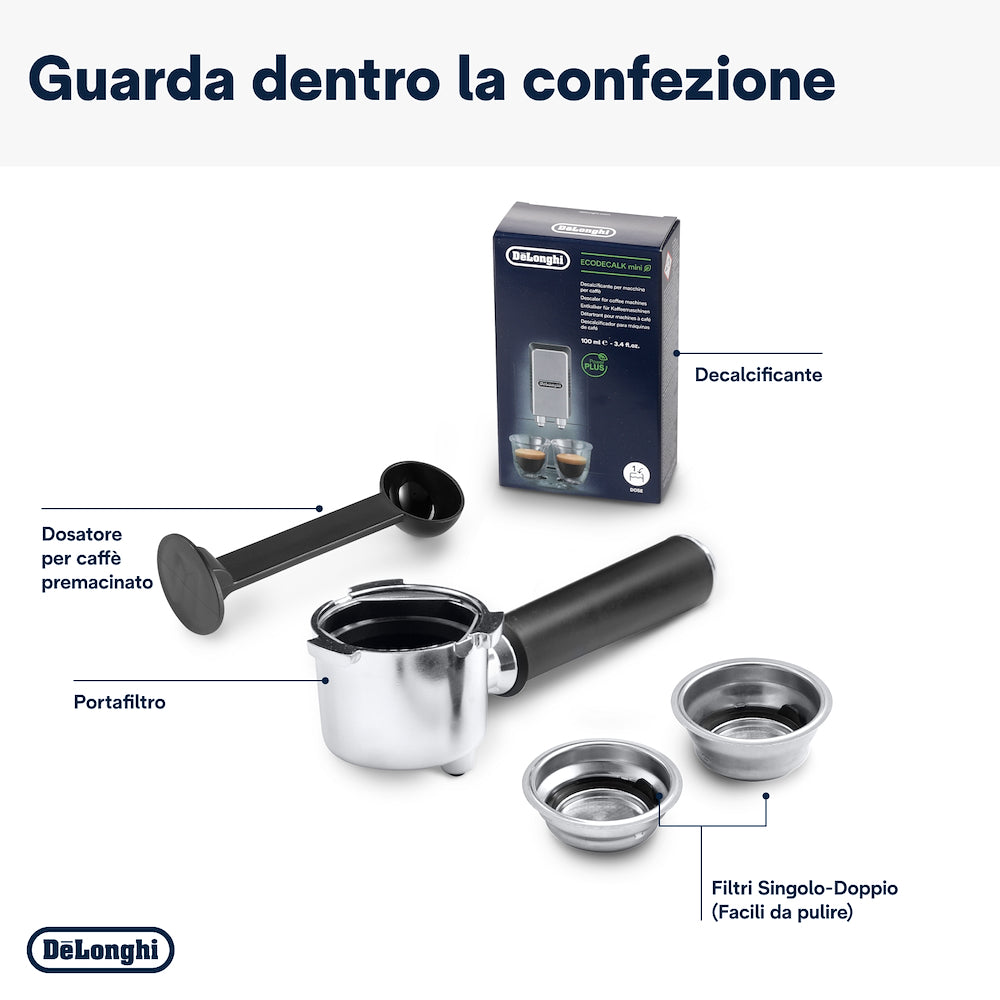 De Longhi EC685R M.caffe' Cialde/polv.1lt C/cappucci.regolab. Red