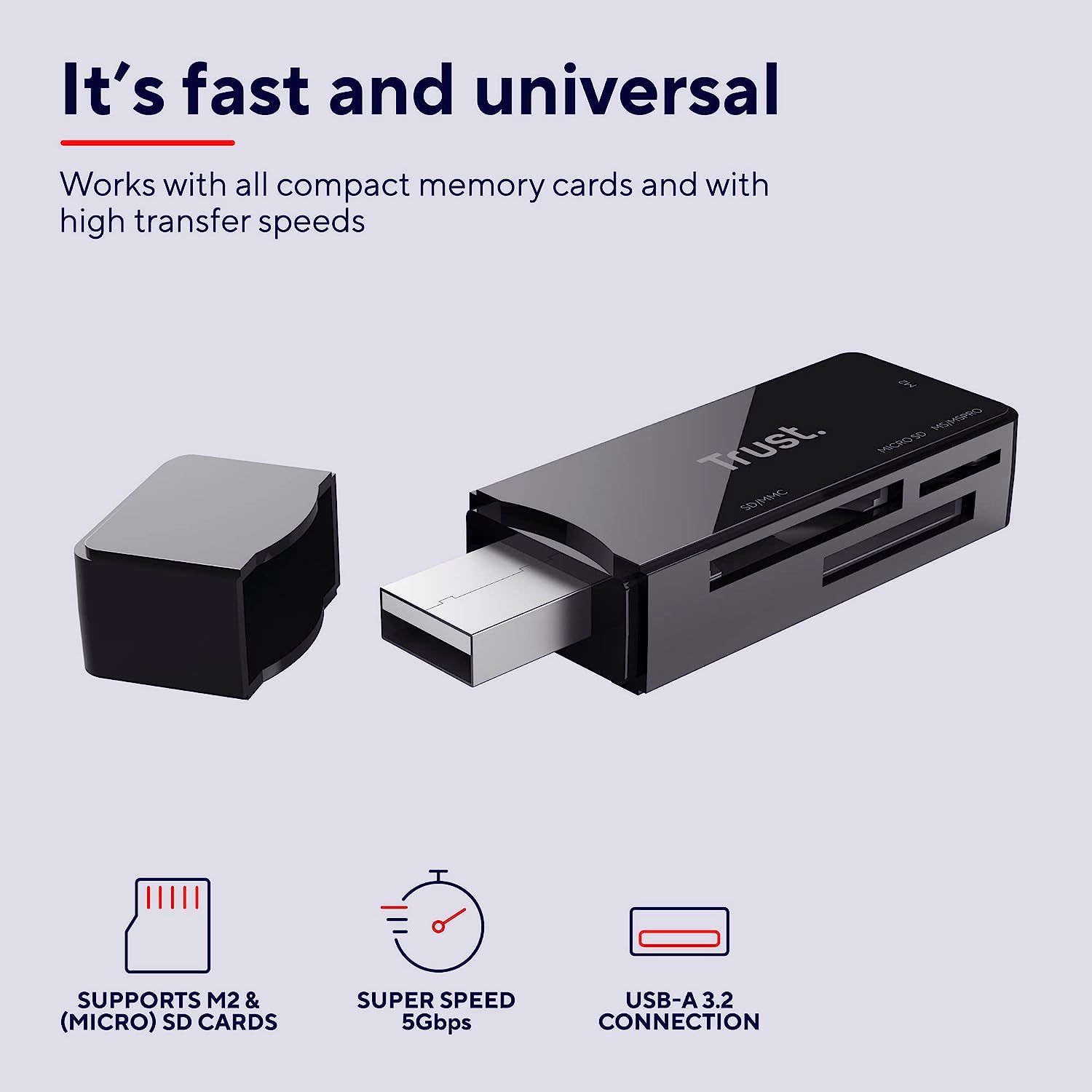 Trust Nanga Compatto lettore di schede USB 3.2 Gen1 Nero