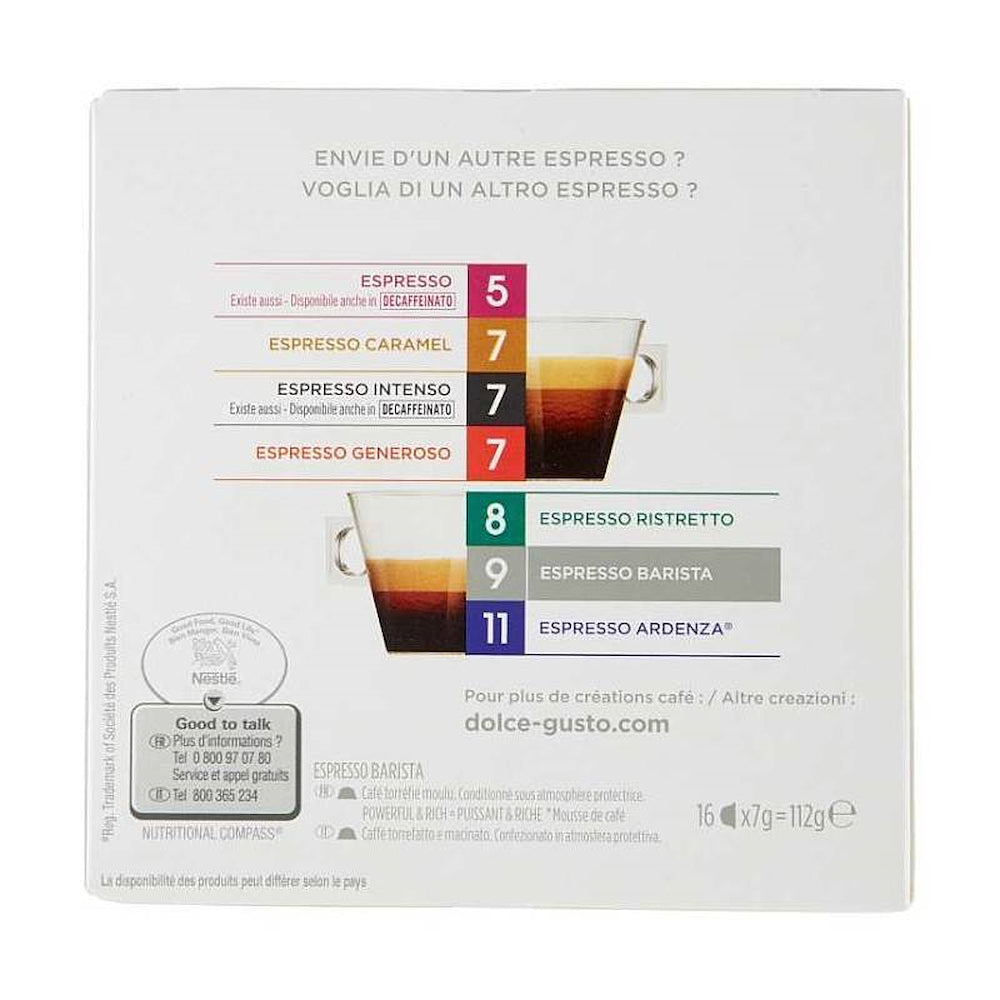 Nescafe 12391303 Capsule Caffe Dolce Gusto Espresso Barista 16pz