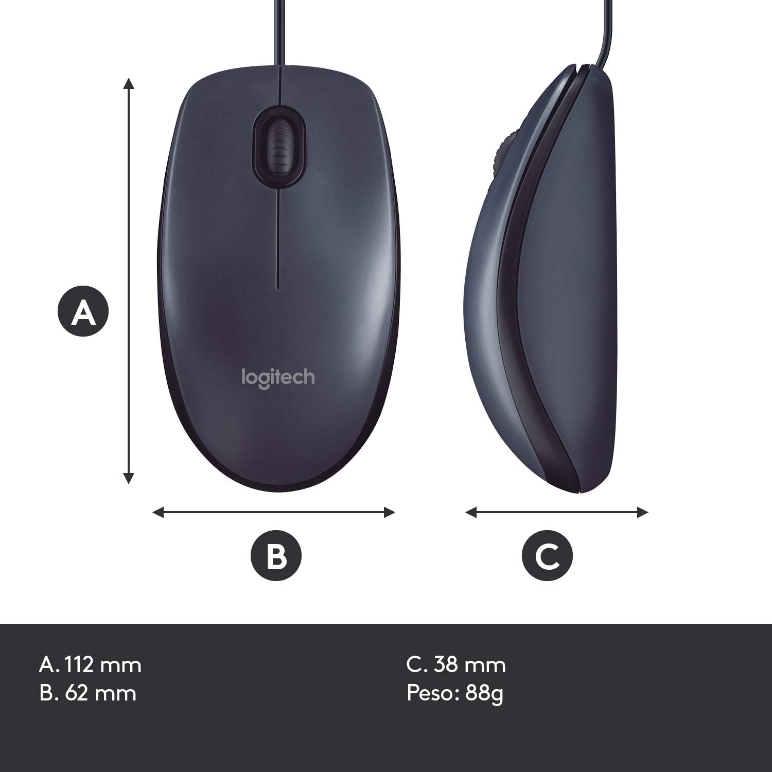 Logitech 910005003 Mouse Usb Standard Ottico M100 Nero