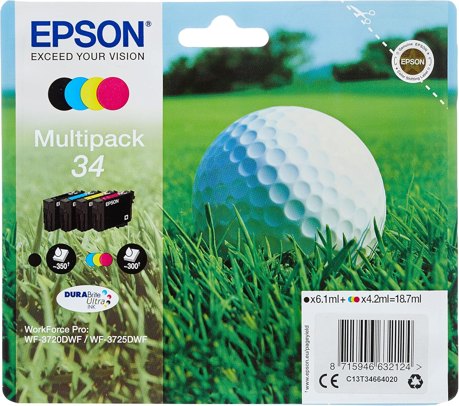 Epson C13T34664020 Cart.ink-jet Multipack Pallina Da Golf T34 Bl.