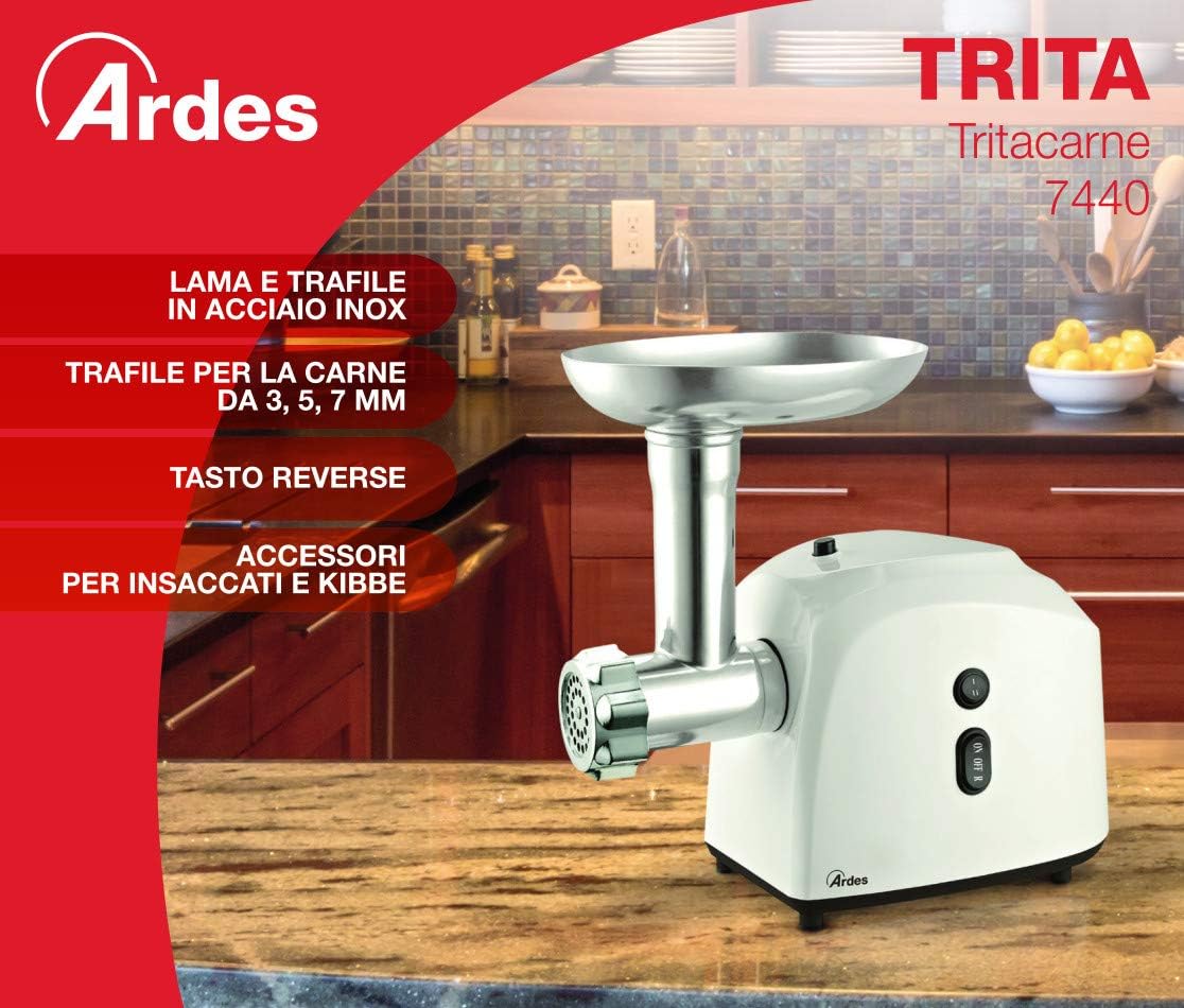 Ardes Tritacarne Elettrico Inox/Bianco