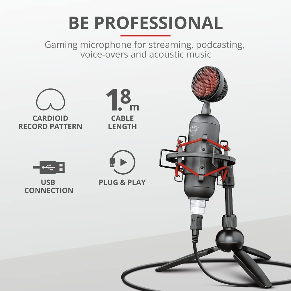 Trust Gaming GXT 242 Lance Microfono streaming Nero