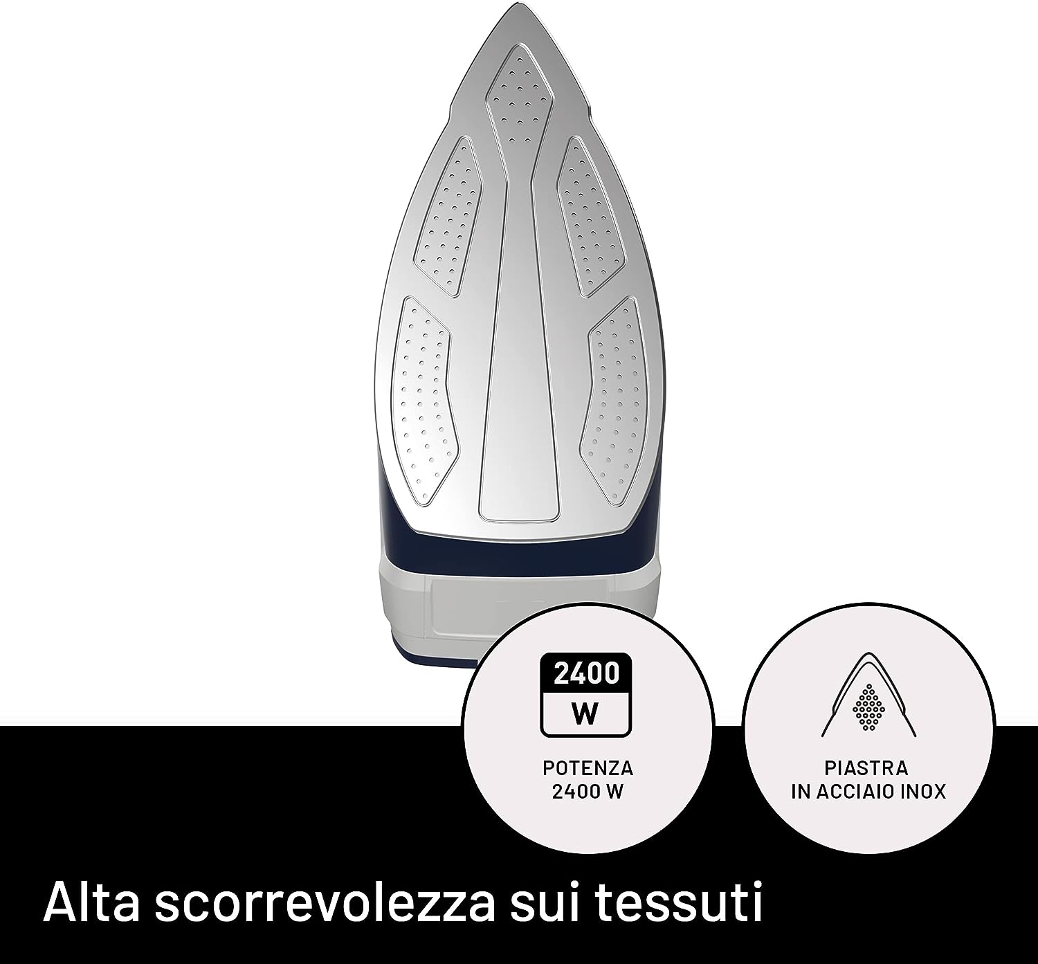 Imetec 9246 Ferro Vapore 2400w Piast.inox Zerocalc Bianco/blu