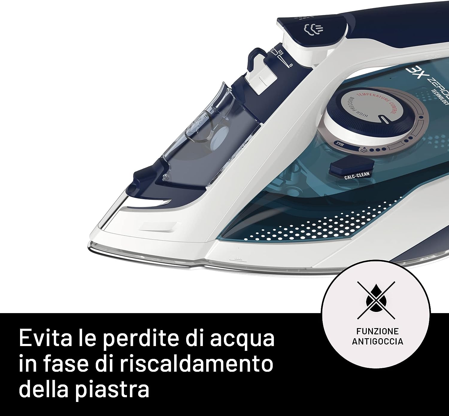 Imetec 9246 Ferro Vapore 2400w Piast.inox Zerocalc Bianco/blu
