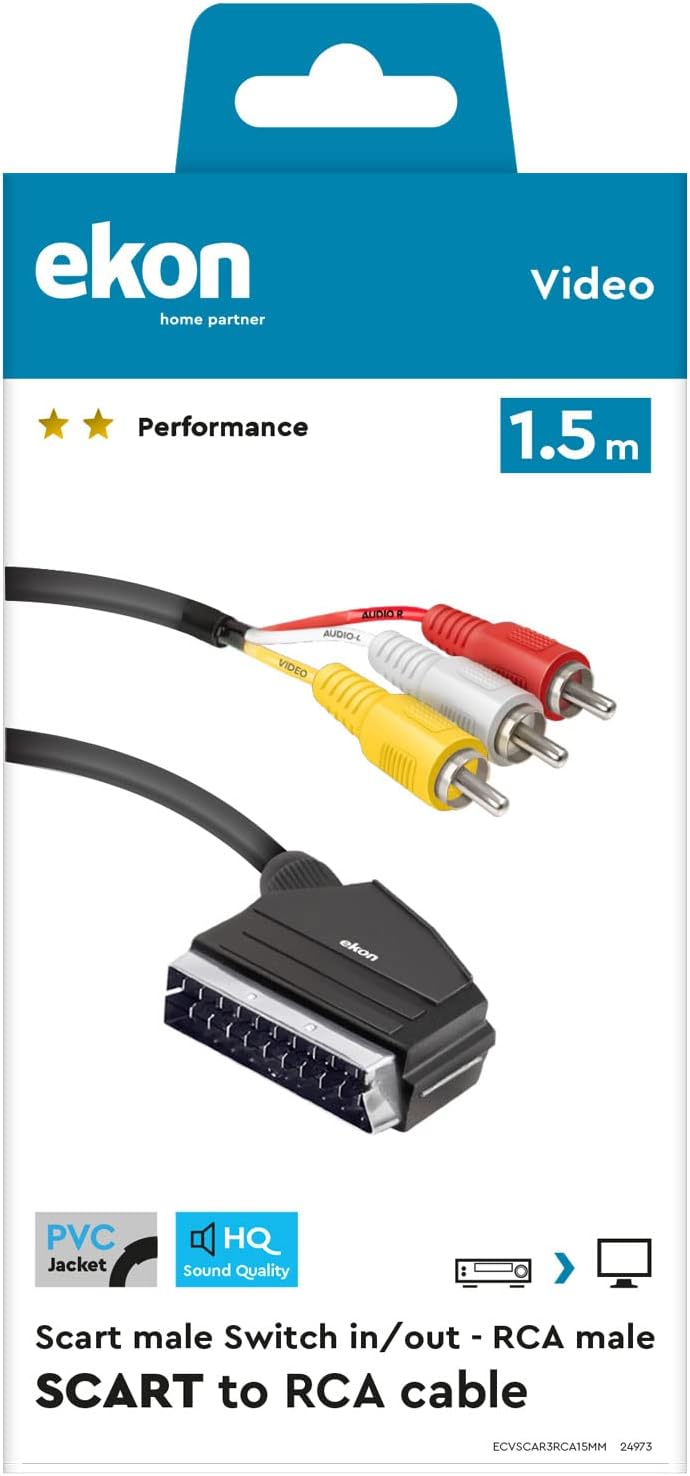 Ekon Cavo Scart M-3 RCA M + Switch 1.5 mt
