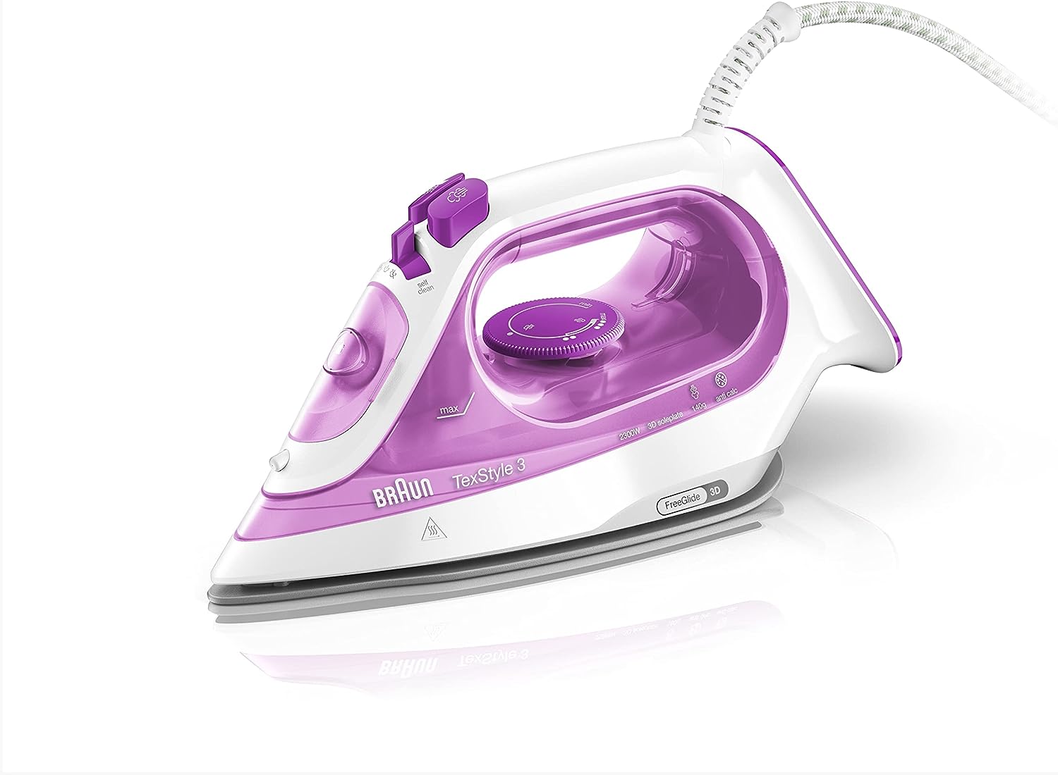 Braun SI3030PU Ferro Vapore 2300w Piast.freeglide 3d Bianco/rosa