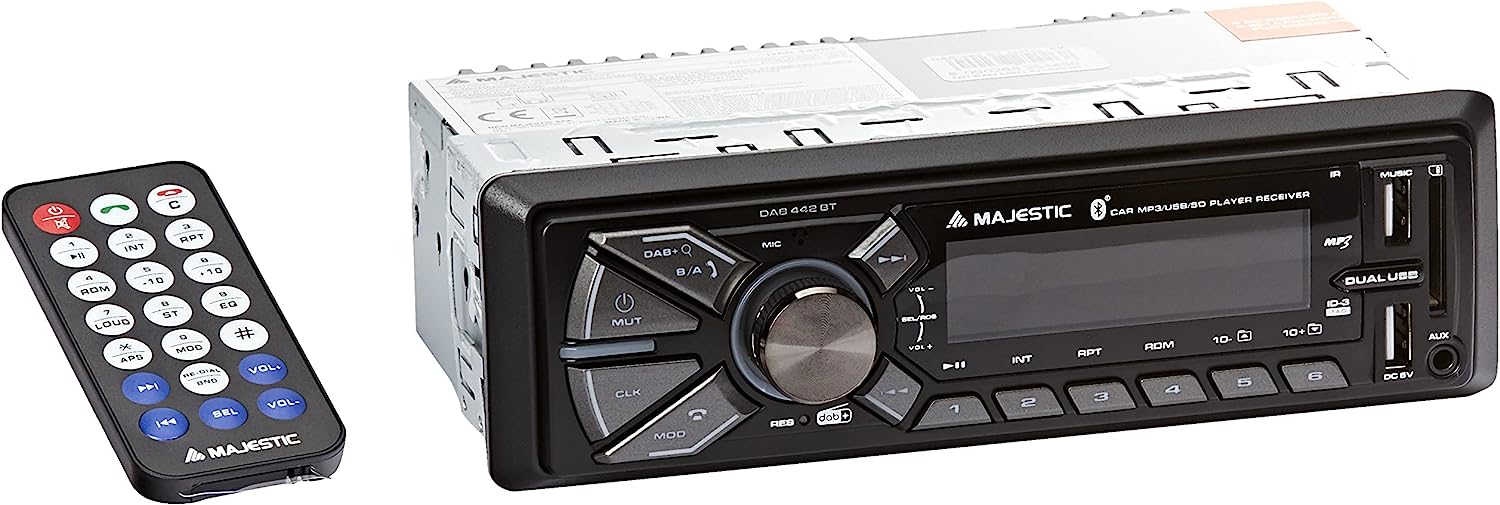 Majestic DAB442BK Sinto Car 45wx4 Bt Dab+ Dvd/mp3 Usb V.voce Ill.blu