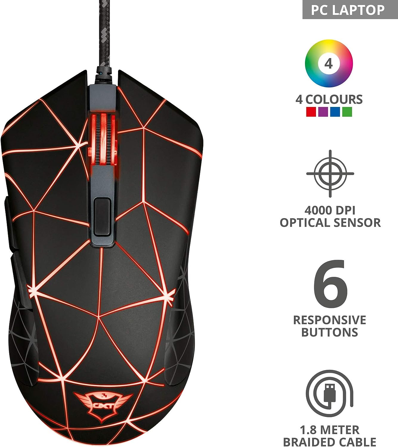 Trust Gaming GXT 133 Locx Mouse gaming Nero