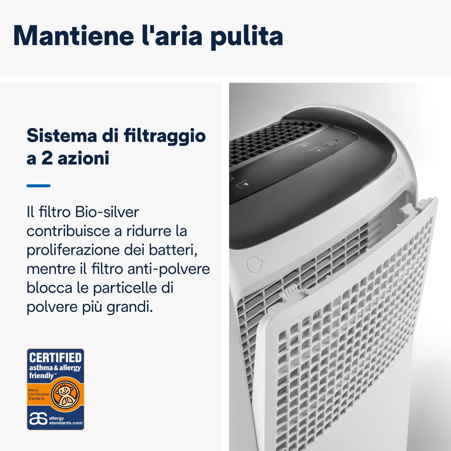 De Longhi DDSX225 Deumidificatore 446w 25lt/giorno 3vel F.laundry Wh