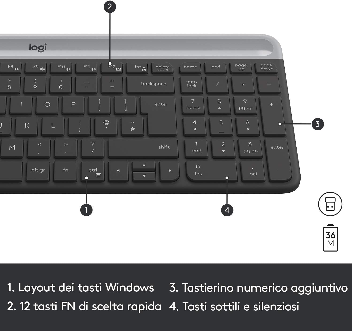 Logitech 920009196 Tastiera+mouse Mk470 Wlss Graphite