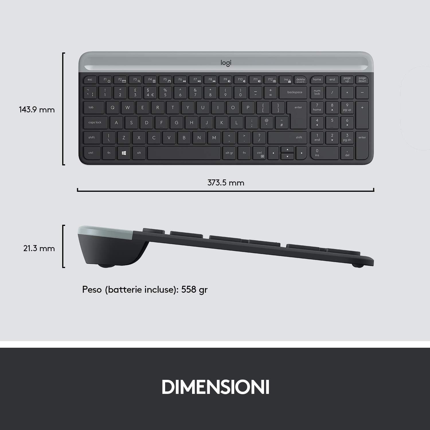 Logitech 920009196 Tastiera+mouse Mk470 Wlss Graphite