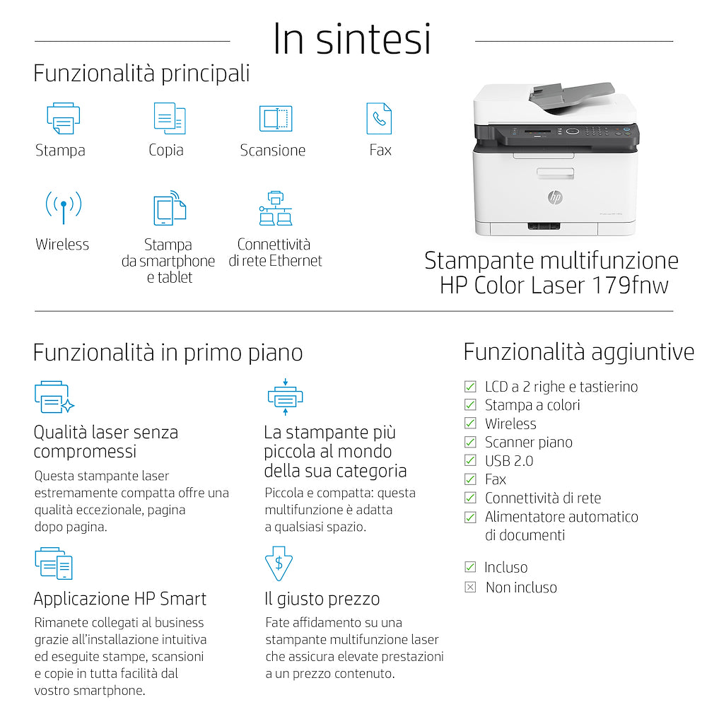 Hp 4ZB97A Mf.laser Col. Fax 18ppm 600dpi Lcd Usb Wifi 179fnw