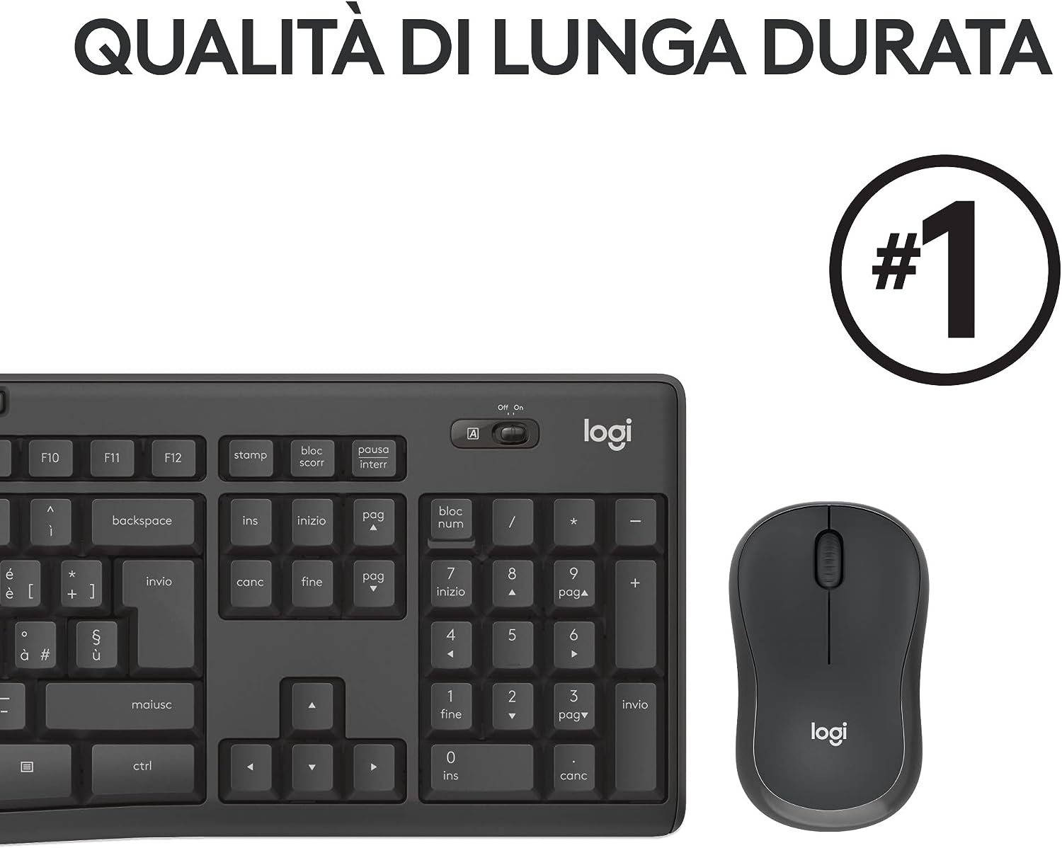 Logitech 920009797 Tastiera Wireless +mouse Mk295 Silent Graphite