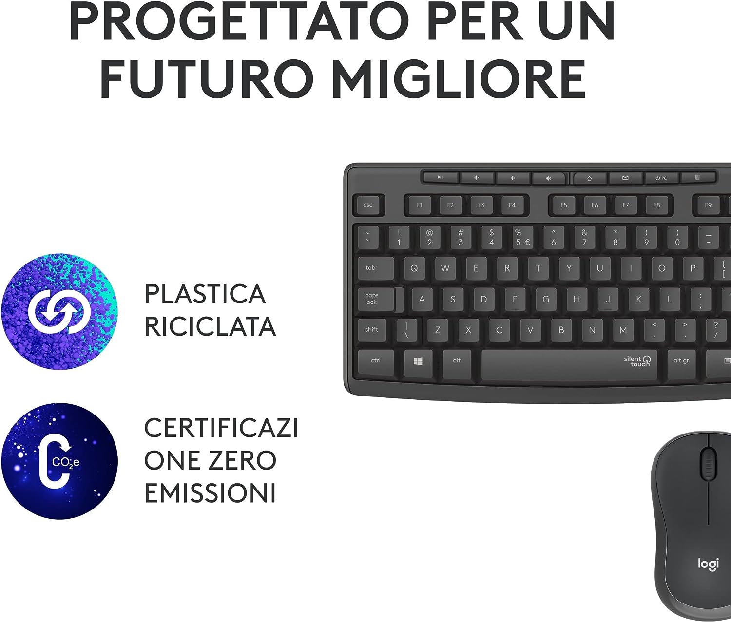 Logitech 920009797 Tastiera Wireless +mouse Mk295 Silent Graphite