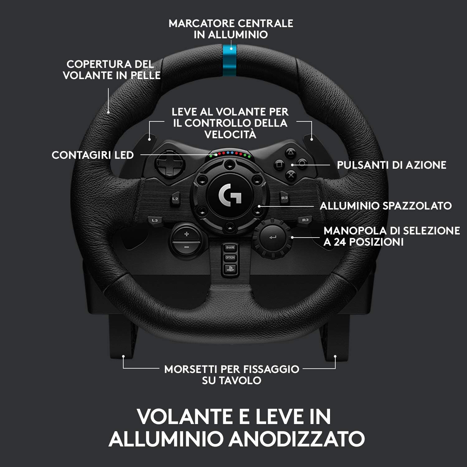 Logitech 941000149 Volante C/pedali X Ps5/ps4 Pc Pelle G923 Nero
